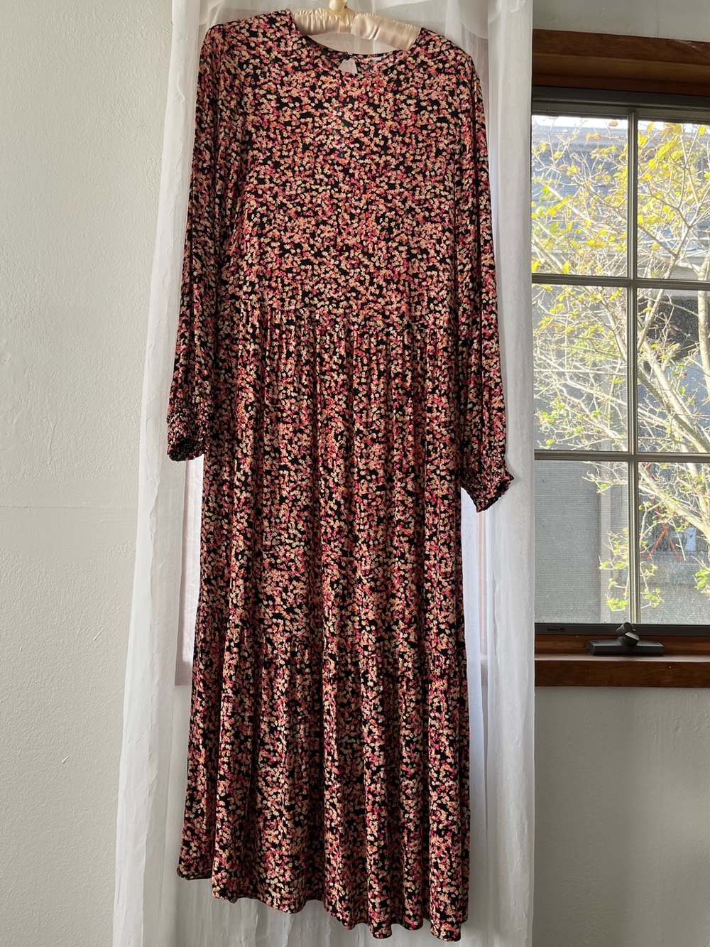 Floral Maxi Dress in Black & Pink